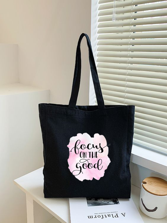 Black Canvas Tote Bag for Women | Printed Multipurpose Cotton Bags | Cute Hand Bag for Girls (Copy)