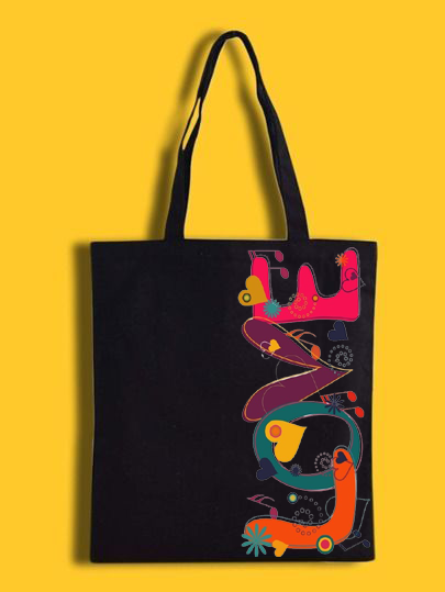 BTB Black Canvas Tote Bag for Women | Printed Without Zipper