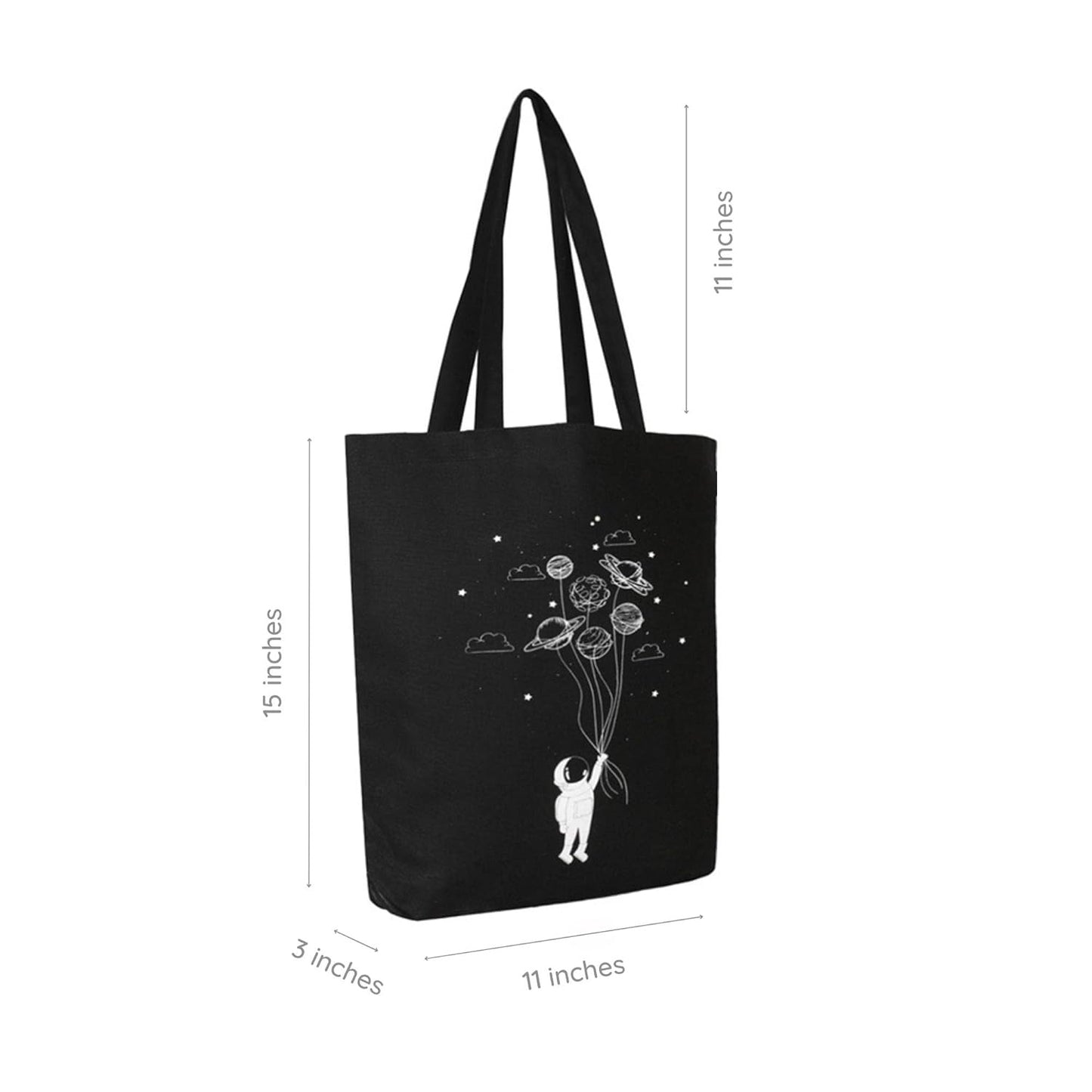 BTB Black Canvas Tote Bag for Women | Printed Without Zipper